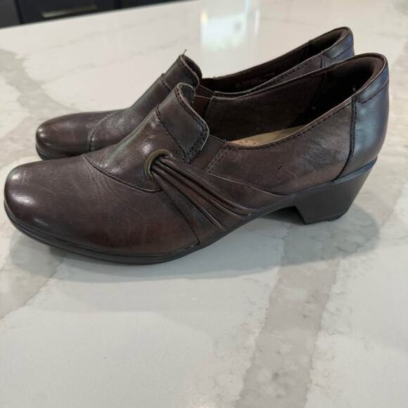 Michel M Pineapple Leather Slip On Wedge Clogs Women's 10M Brown Comfort Casual - Picture 4 of 10